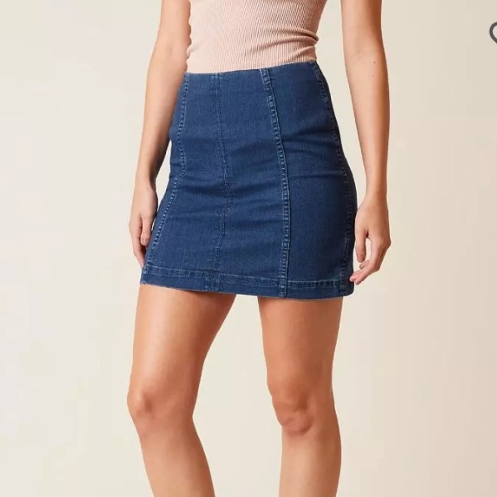 Free People Modern Femme Denim Stretch Skirt